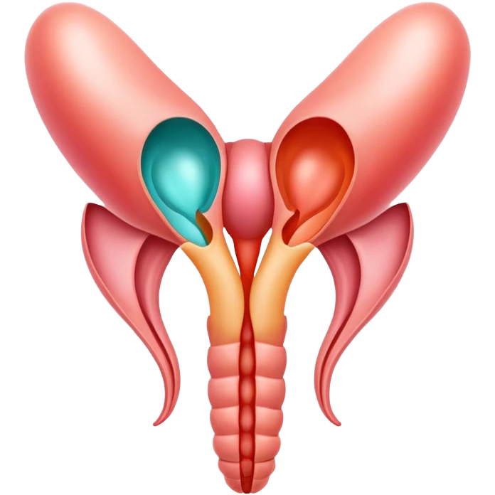 A symbolic female reproductive system with ovaries and uterus, abstract medical illustration emoji