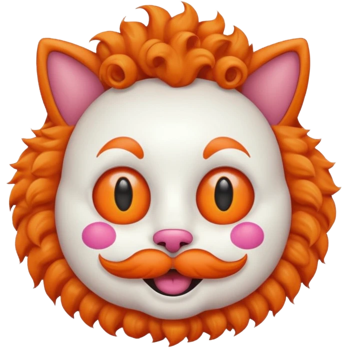 cat with a curly mustache and clown makeup, emoji style emoji