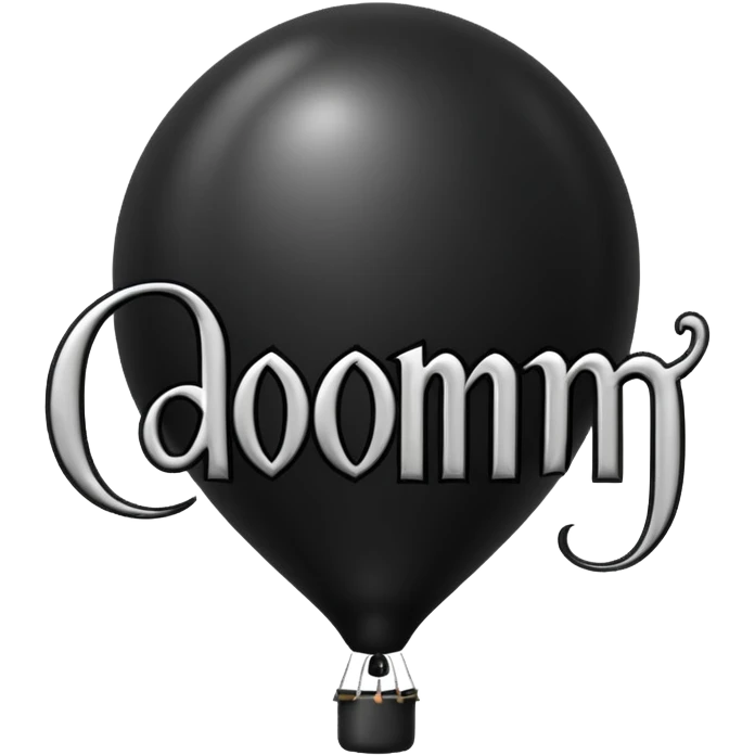 the word 'DOOMSCROLLING' in ornate gothic calligraphy, balloon style emoji