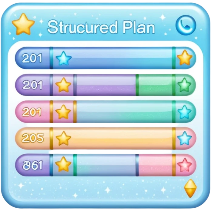 Emoji of structured plan roadmap with sparkles, wellness program, clean ...