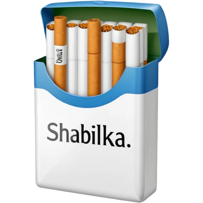 Создать emoji картинку с пачкой сигарет с надписью «SHABILKA” на фиолетовом фоне emoji