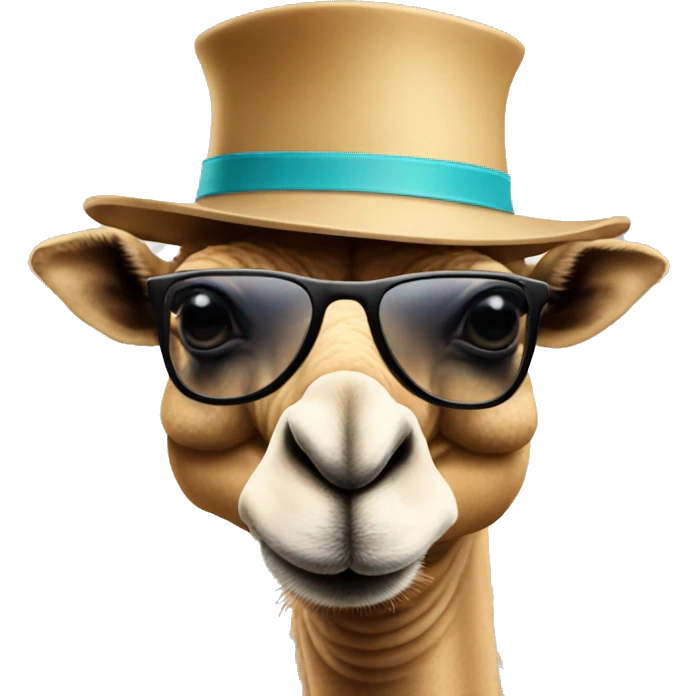 Camel with a hat and sunglasses emoji
