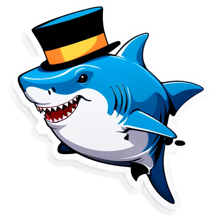 Shark with a top hat emoji