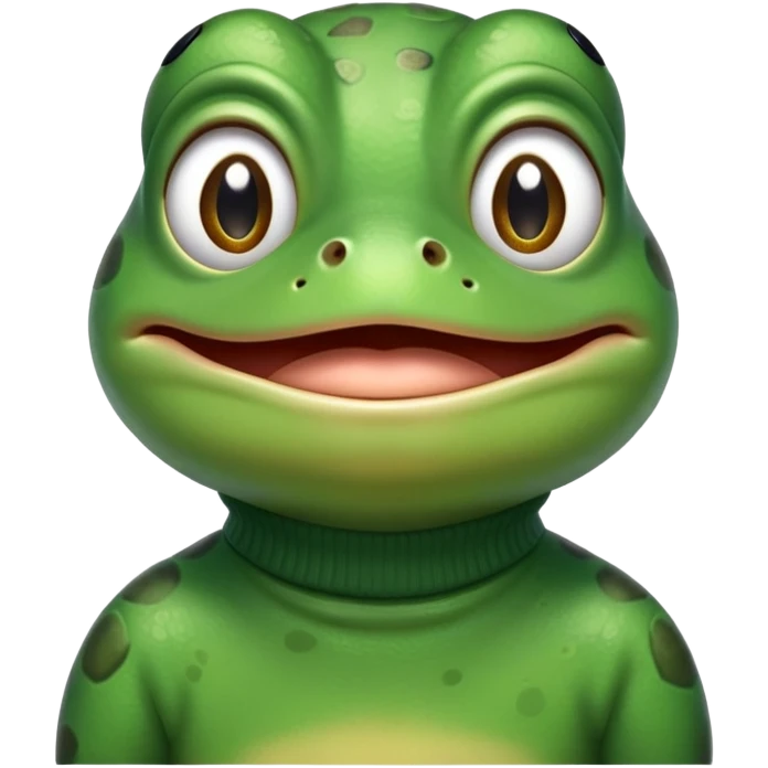 Make a frog in a turtle neck while crying emoji