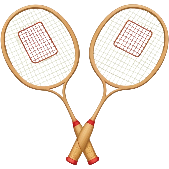 Two crossed badminton rackets with a shuttlecock resting in between, set against the faint outline of a badminton court. The image highlights the tools of the sport, with a subtle emphasis on the court's net and boundaries, symbolizing competition and skill. emoji