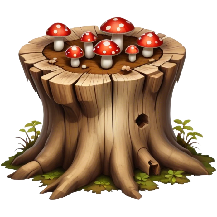 Tree stump with mushrooms emoji