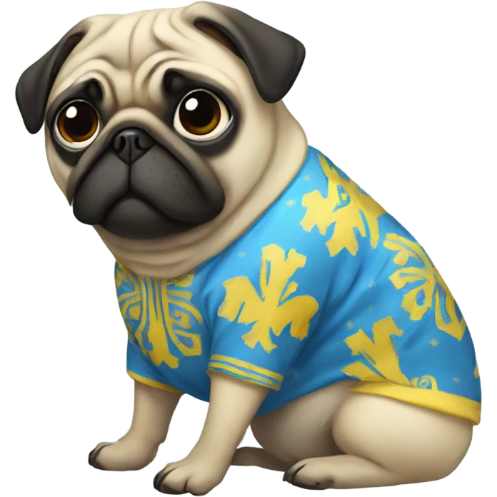 Pug wearing Ukraine Pyjama  emoji