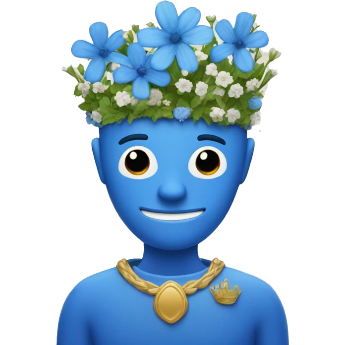 A blue man with a crown made of flowers  emoji