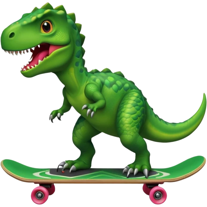 Dinosaur on a skateboard emoji