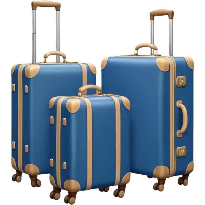 blue and beige suitcases on wheels emoji