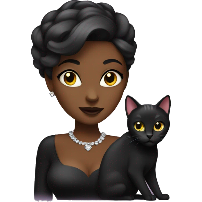 black cat diva emoji