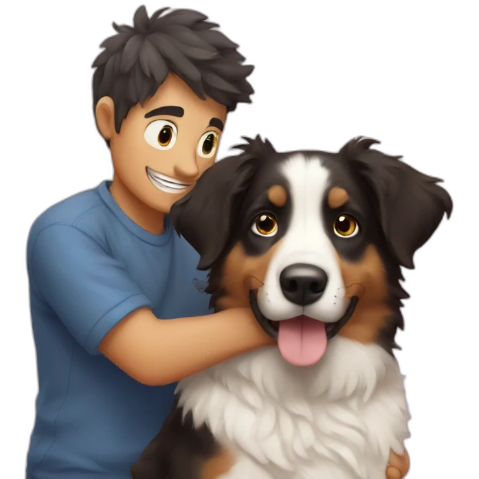 Aussie puppy and his master emoji