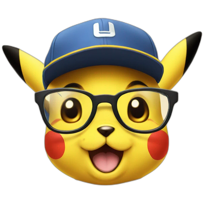 pikachu with glasses and cap emoji