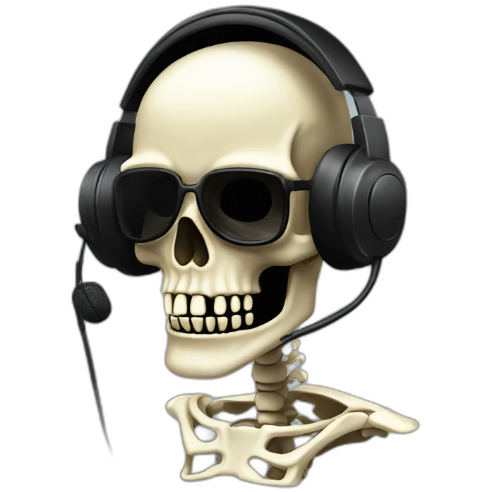 Military Skeleton mask with a long black mask underneath it and headset with a microphone emoji