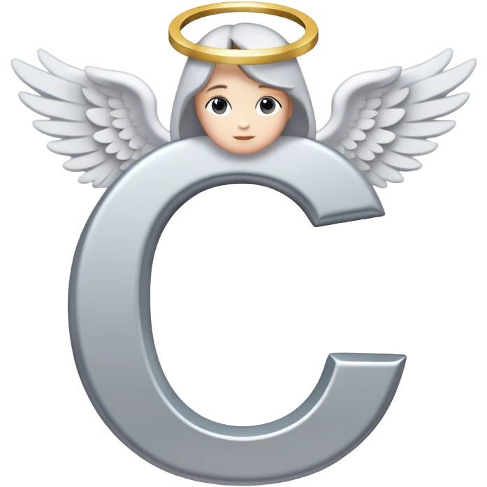 Gray letter C with an angelic halo floating above it, representing Grace/Gracie/graycee emoji