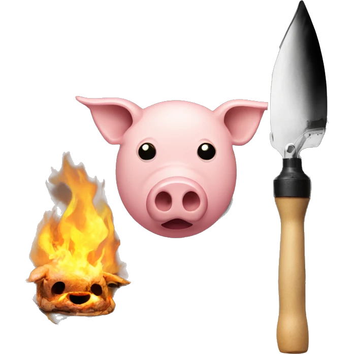 pig's head on a plate and a blowtorch emoji