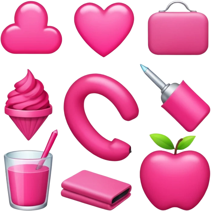 collection of several stuff It's a bright pink soft and it's not too flashy or too red! emoji