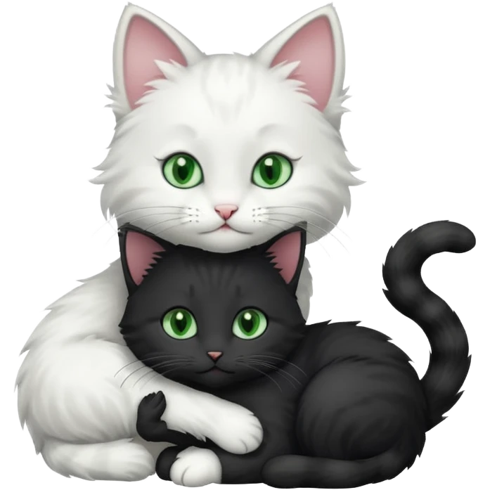 a black kitty hugging a white kitty emoji