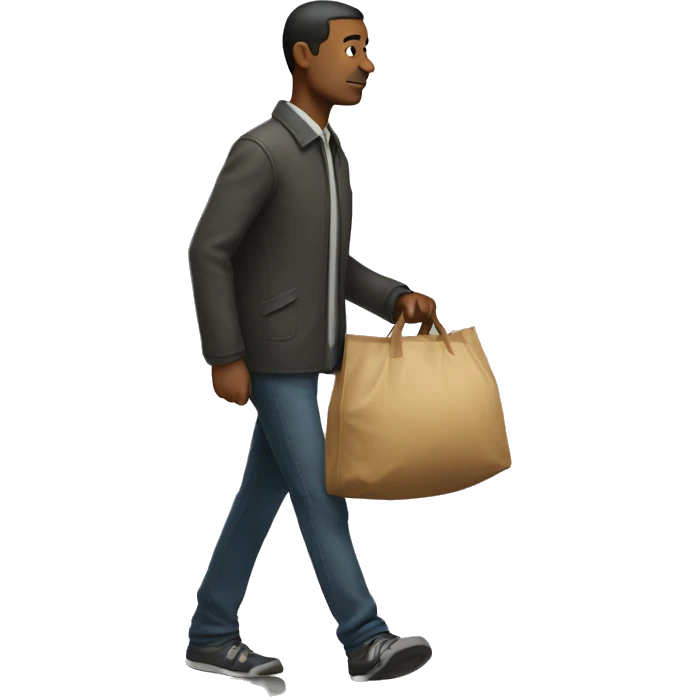 Man walking far away with a big bag  emoji