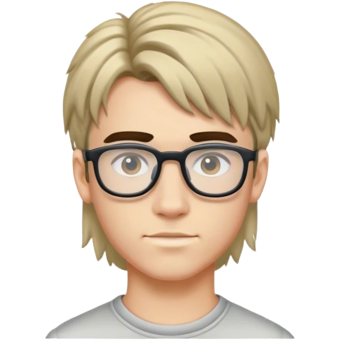 A boy with mullet haircut and glasses and with a eyebrow piercing  emoji