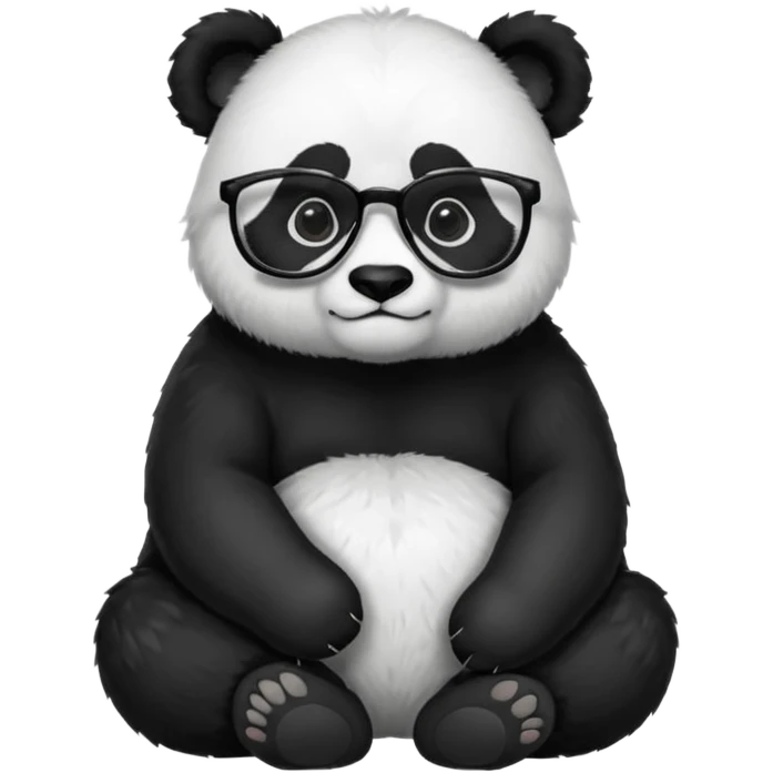 panda sit alone with glasses full body emoji
