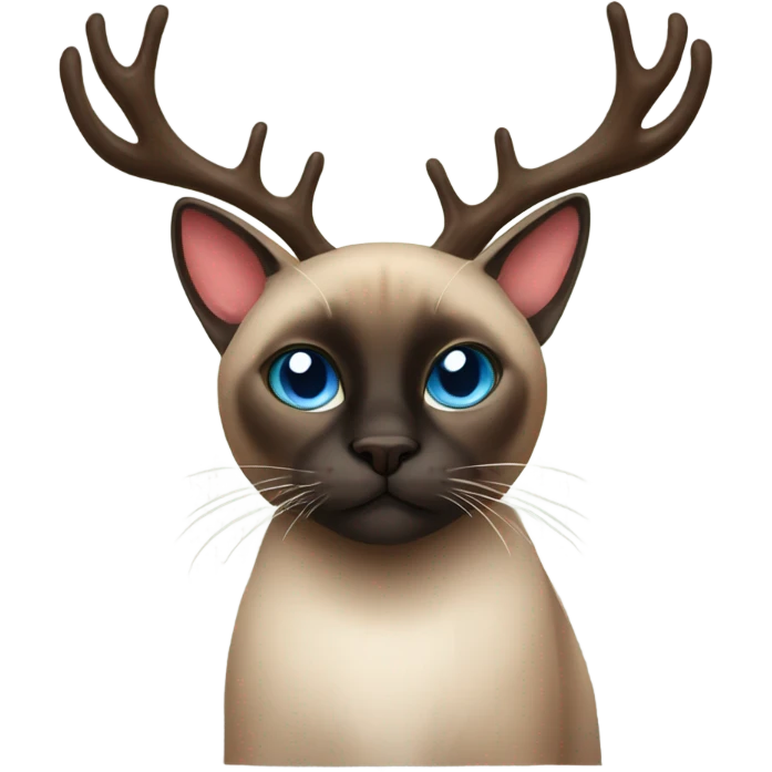 Dark Siamese cat with reindeer antlers emoji