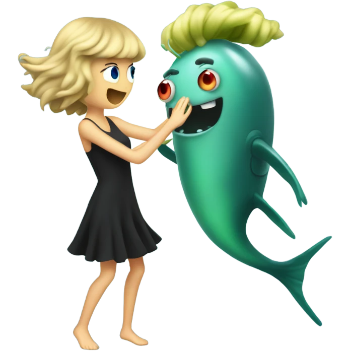 Taylor swift slow dancing with plankton emoji