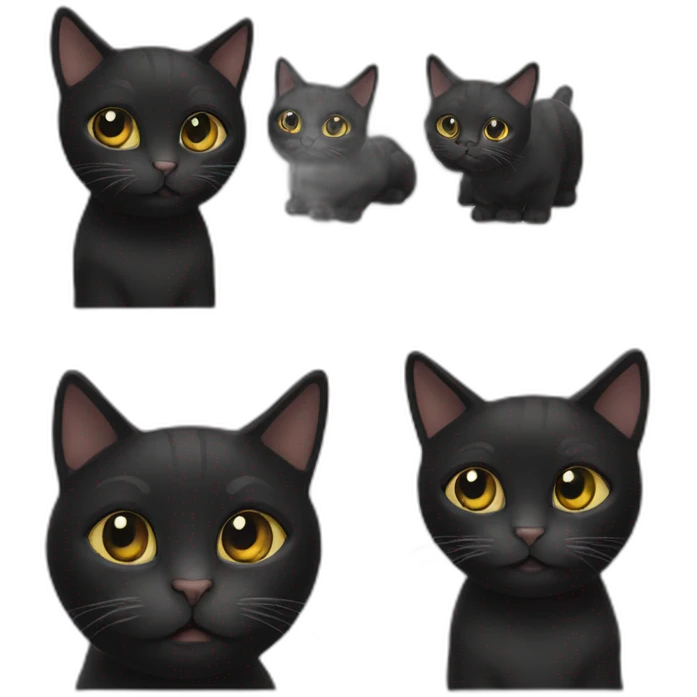 3 black cats emoji