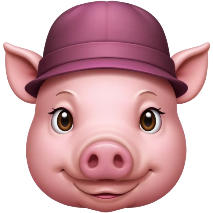 pig wear hat, front vỉew emoji