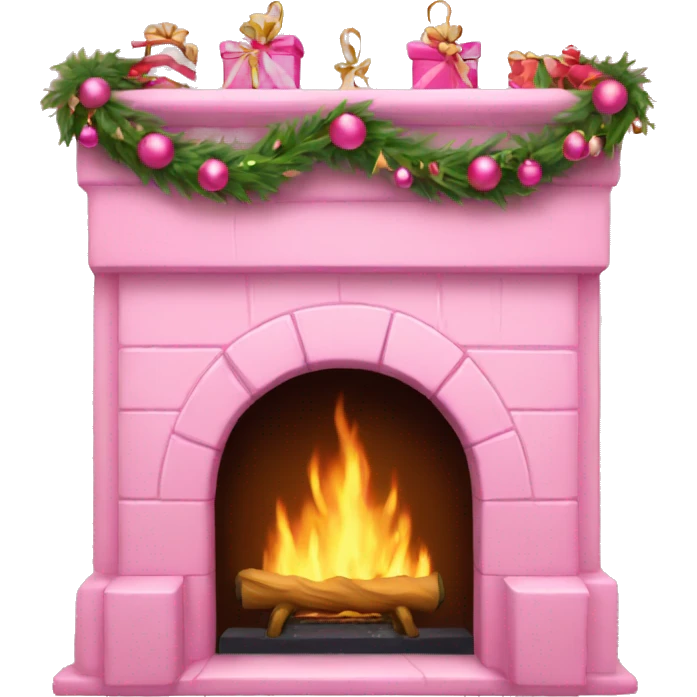 Pink christmas fireplace emoji