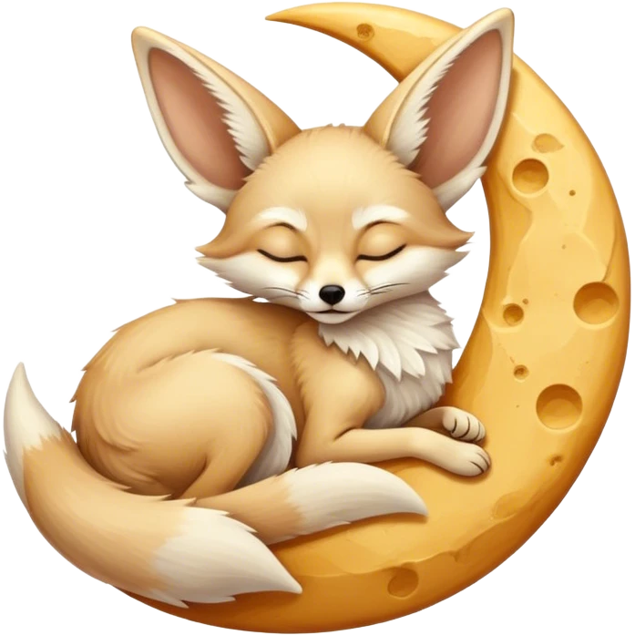 fennec sleeping on a moon sickle  emoji