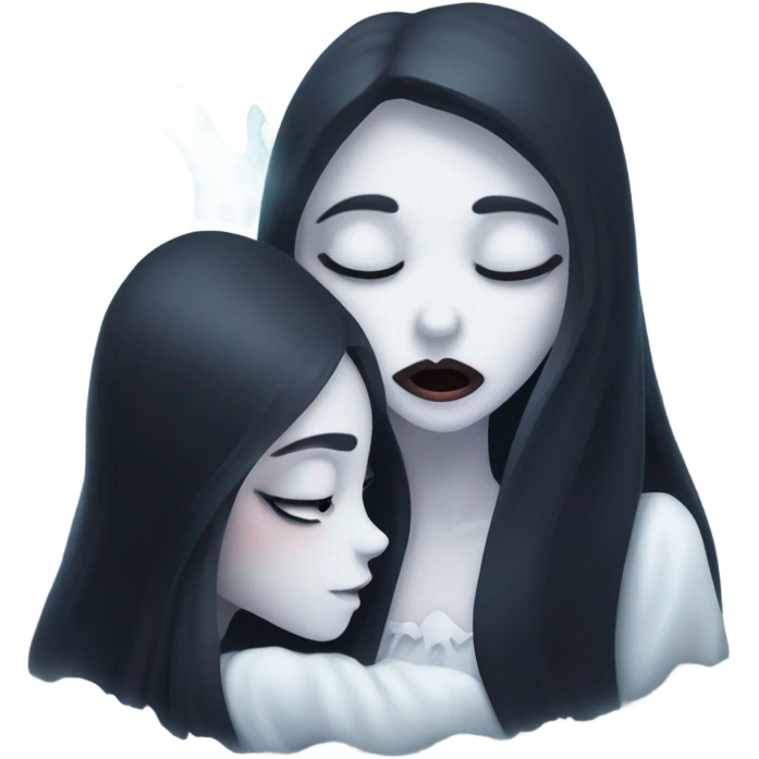 Ghost kissing Mae vampire emoji