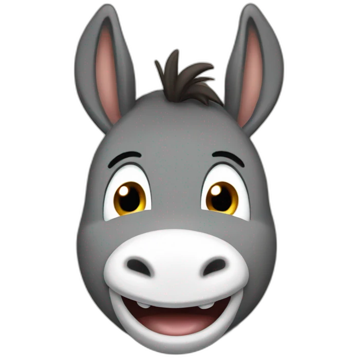 donkey giving a dork smile with big white teeth emoji