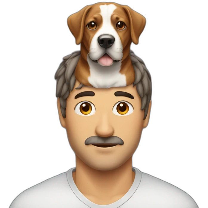 man with dog on head emoji