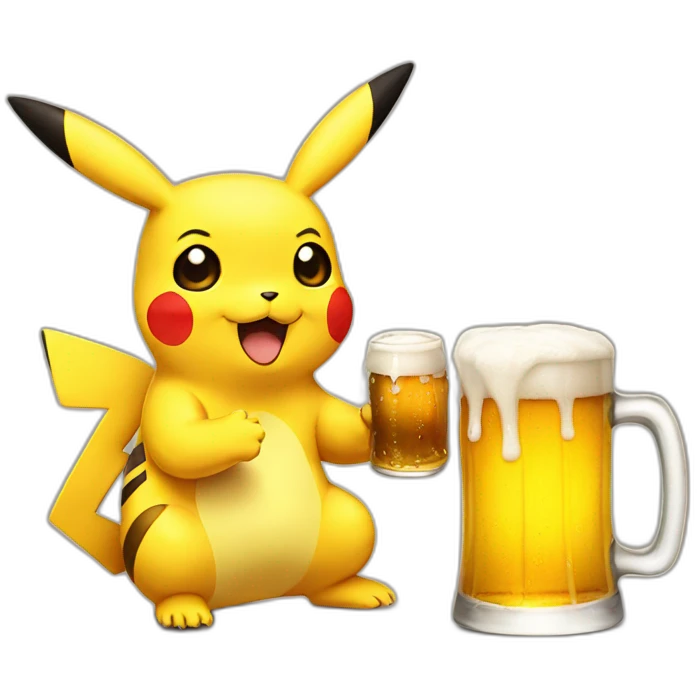 Pikachu with beer emoji