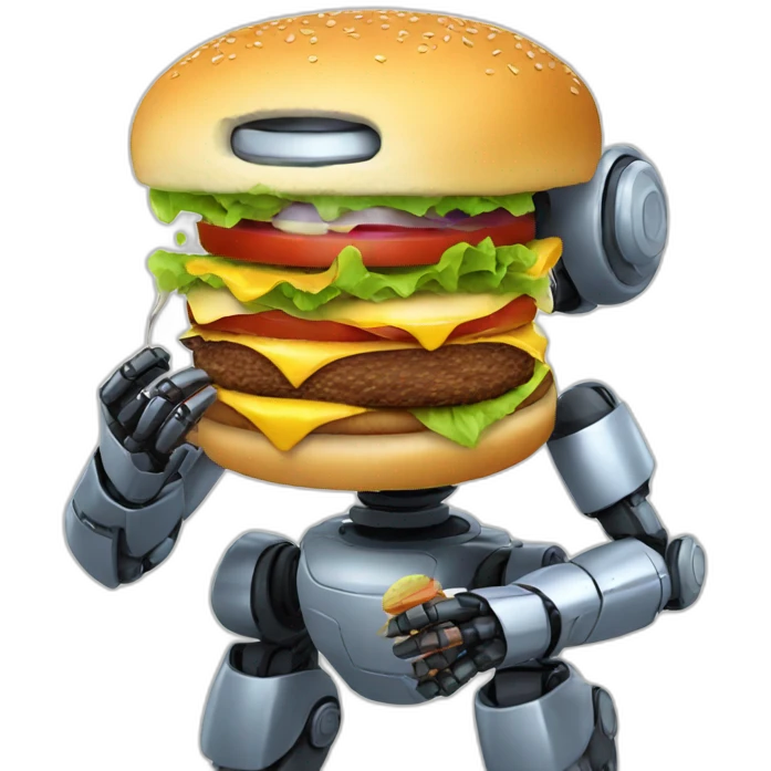 robot eating a burger emoji