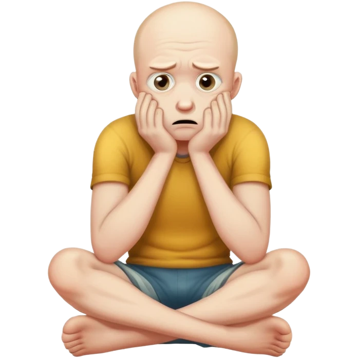 Scared man sitting curled up on himself emoji