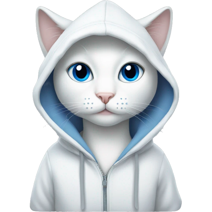 White Cat with blue eyes wearing a hoodie  emoji