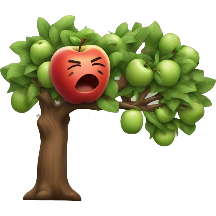 an apple punching a tree emoji