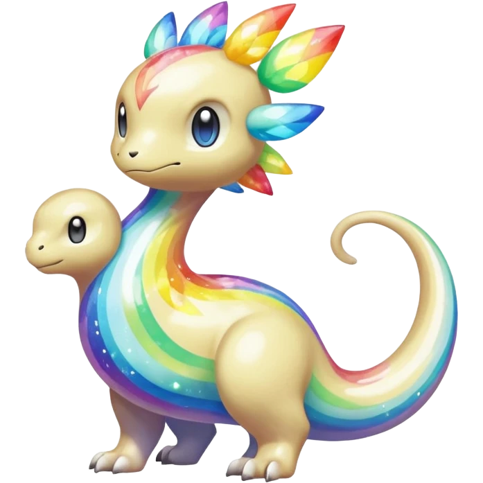 Oversaturated Rainbow-swirled Sparkly Ethereal Soft Pokémon-Fakémon-Digimon-Creature, (full body) emoji