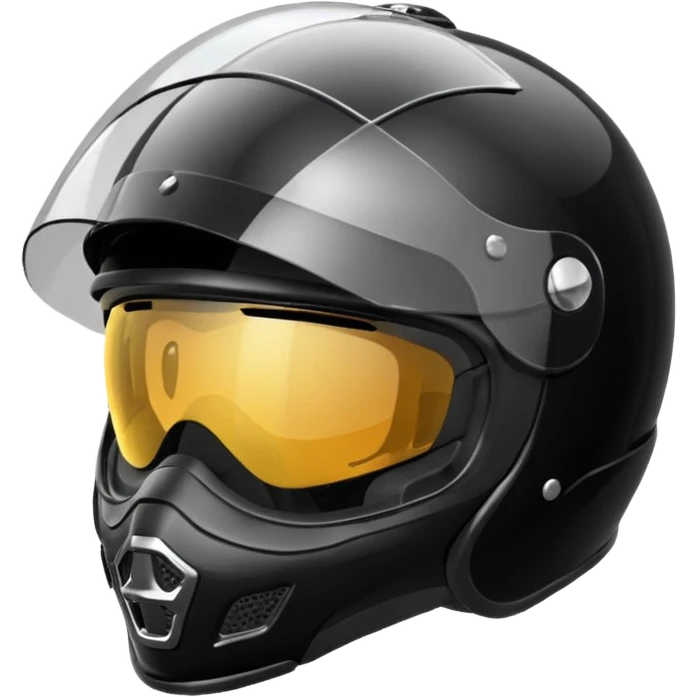 Biker helmet black in colour including the visor glass emoji