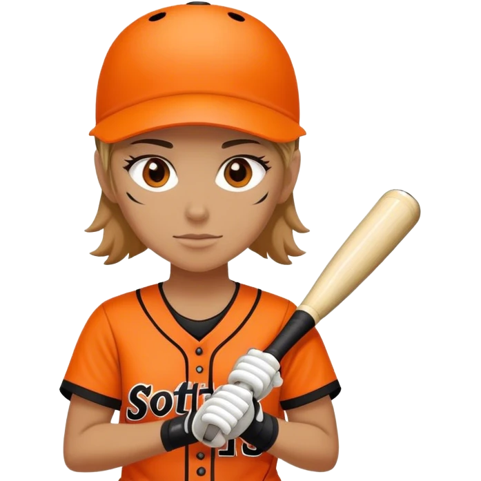 Softball player orange and black kit emoji