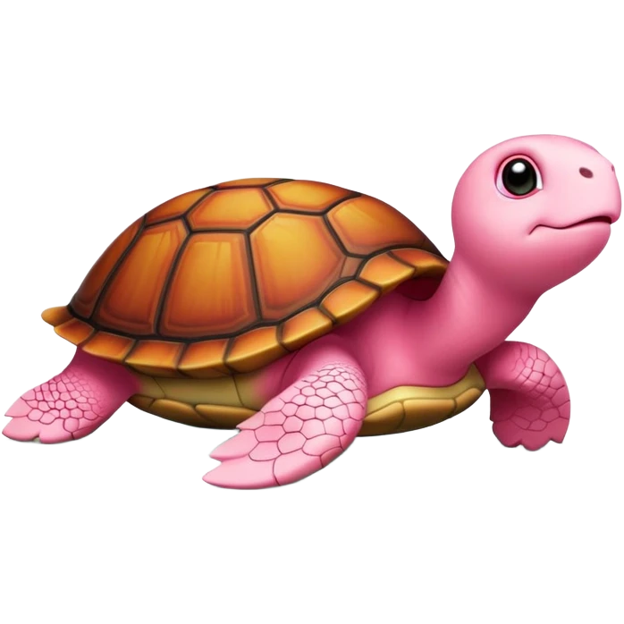 cute turtle plushie with light pink skin and red shell emoji