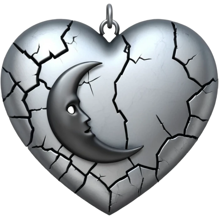 emo heart with crescent moon and black chain emoji