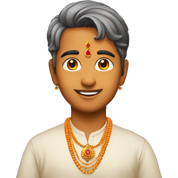 A pandit boy with tilak emoji