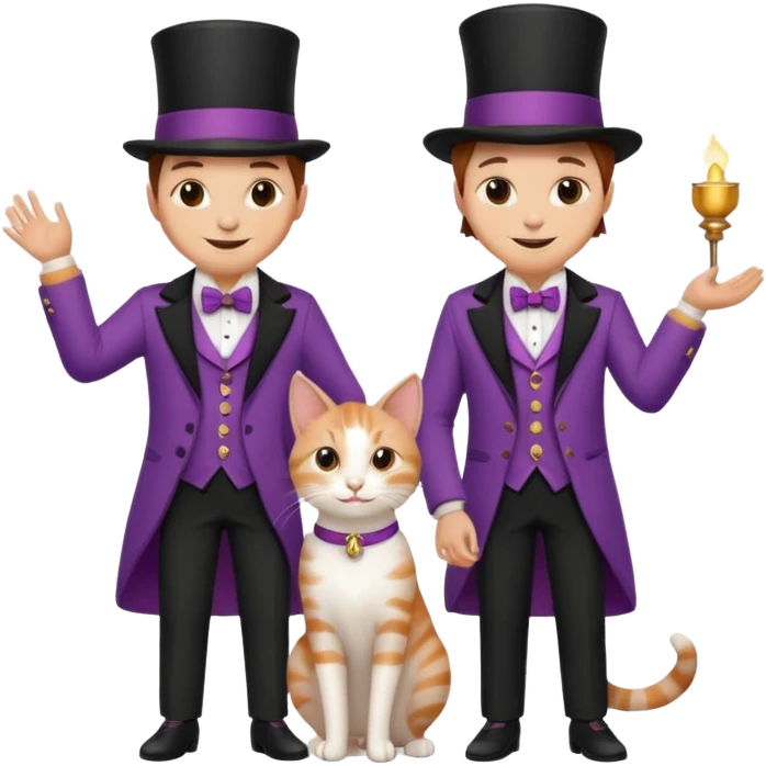 magician couple and their pet cat emoji