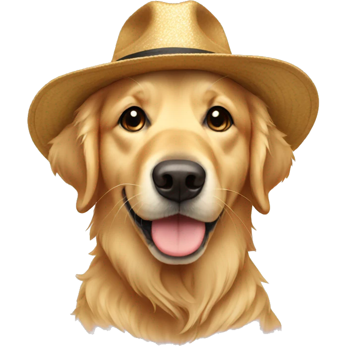 Golden retriever in a hat emoji