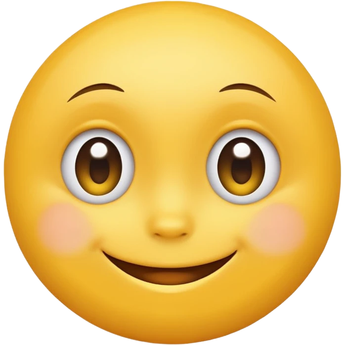 Emoji, yellow round smiling face, vibrant bright shy expression emoji