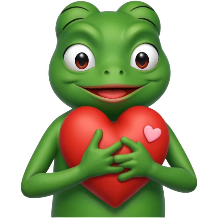 pepe the frog hugging a heart emoji