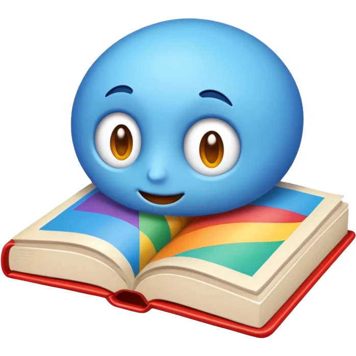 A book with a comic emoji